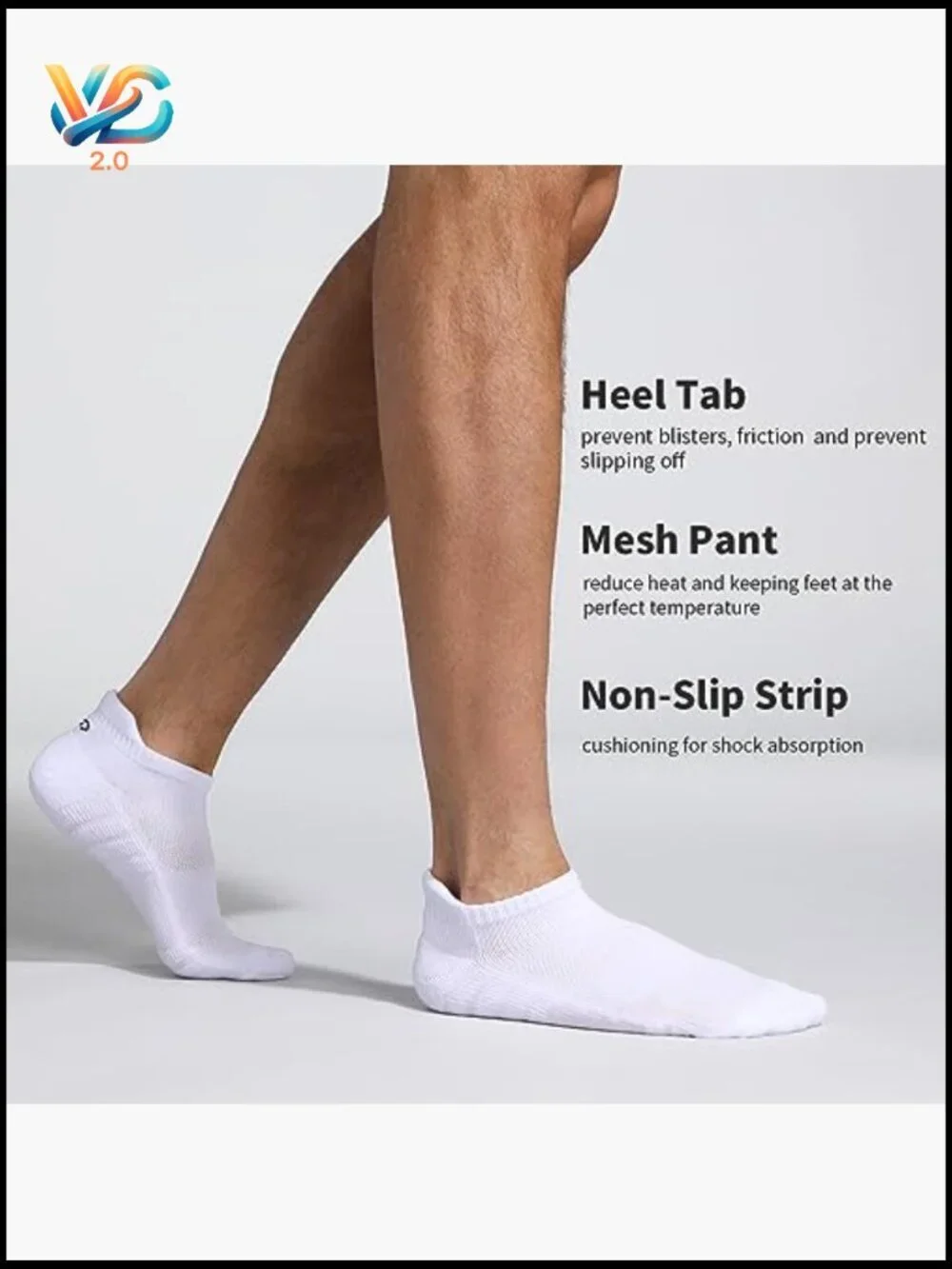 Athletic Running Ankle Socks Low Cut Cushioned Anti-Blister Tab Sports Socks 6